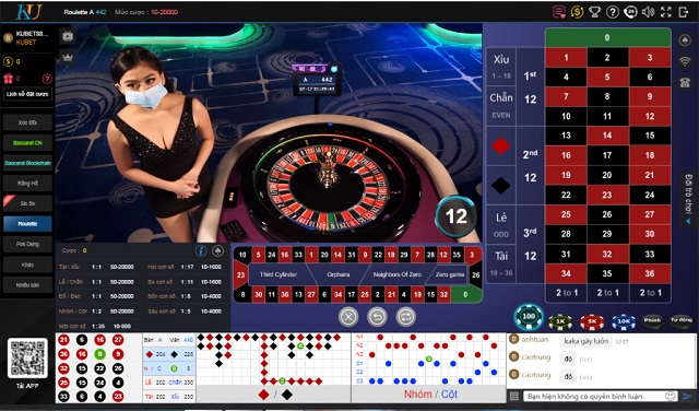 Giao diện chơi Roulette tại nhà cái Kubet