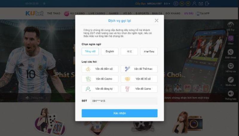 Hotline và zalo của sân chơi Kubet